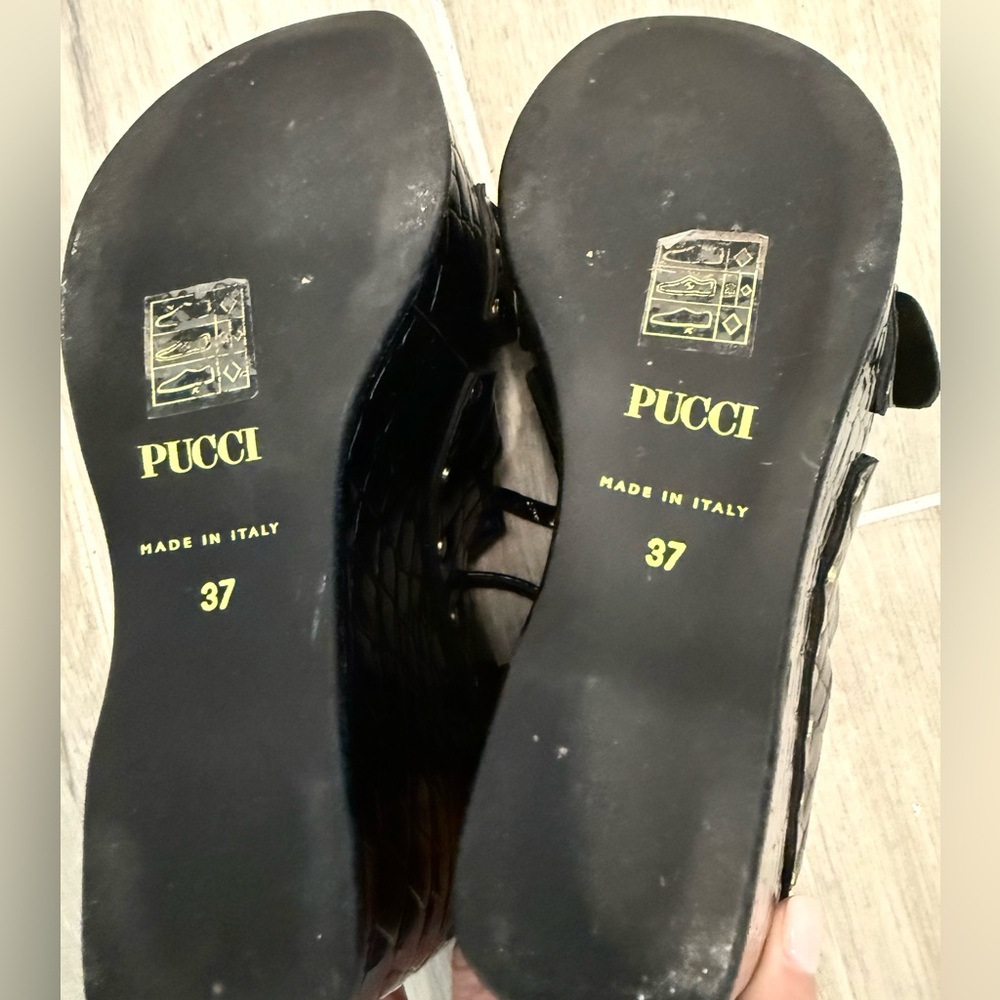 Pucci Black Croc Leather Musa 140 Platform Wedges - Size IT 37 / US 7 - Picture 7 of 7